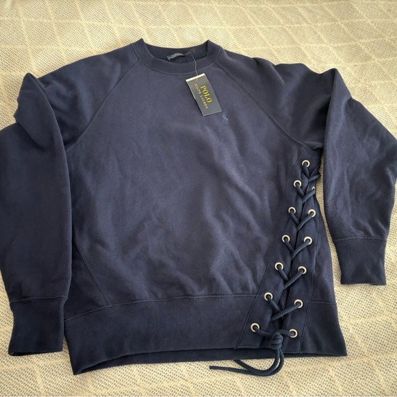 Polo Ralph Lauren Women’s Crewneck Side Laced Sweatshirt. Navy size XS - Picture 4 of 6
